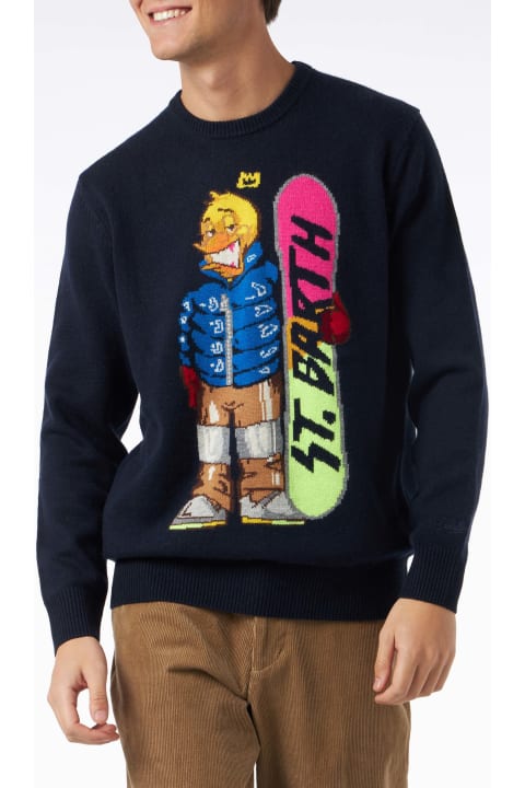 Homeware MC2 Saint Barth Man Crewneck Sweater With Crypto Ducky Jacquard | Crypto Puppets Special Edition