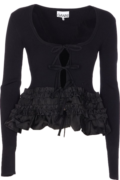 Ganni for Kids Ganni Melange Rib Knit Cardigan