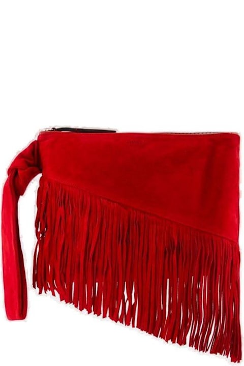 Isabel Marant Totes for Women Isabel Marant Faro Logo-debossed Fringed Clutch Bag