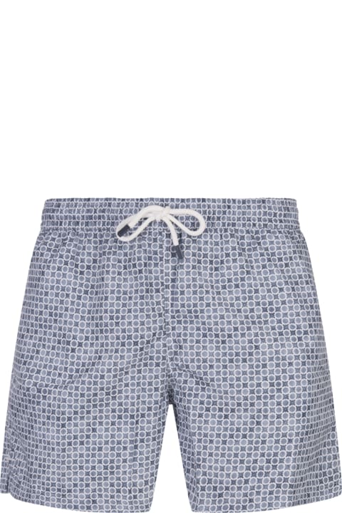 Swimwear for Men Fedeli Swim Shorts With Micro Pattern Of Polka Dots And Flowers