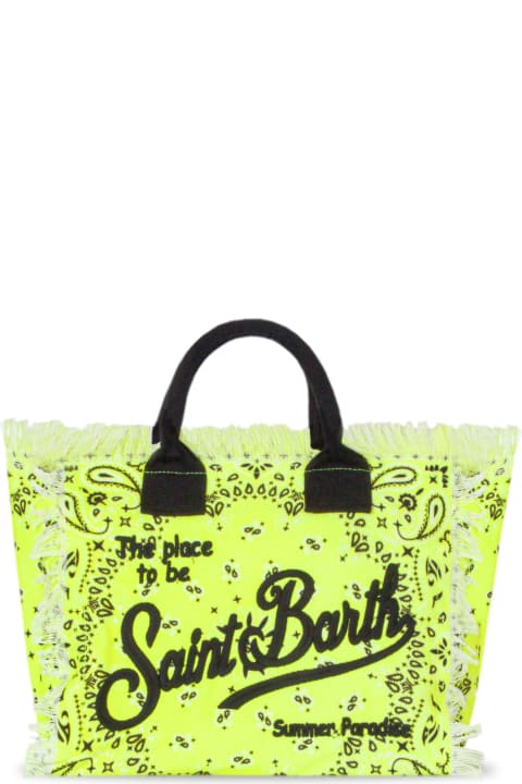 Homeware MC2 Saint Barth Colette Cotton Canvas Bag With Fluo Yellow Bandanna Print