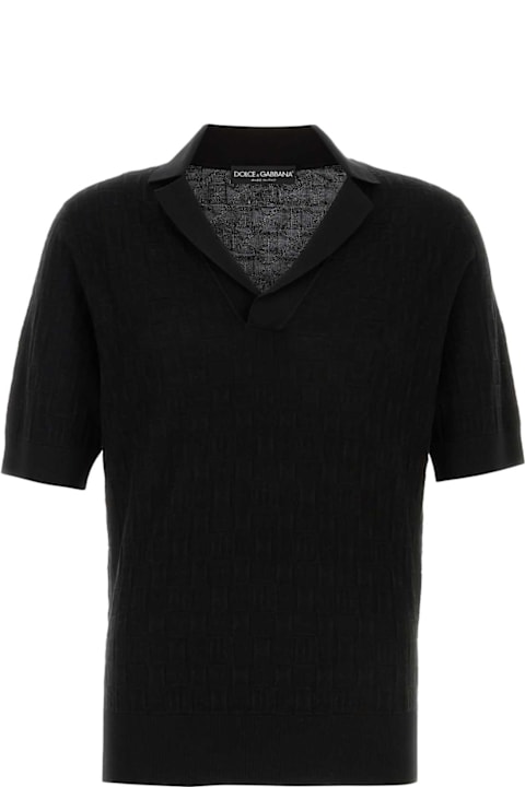 Dolce & Gabbana for Homeware Dolce & Gabbana Black Stretch Silk Blend Polo Shirt