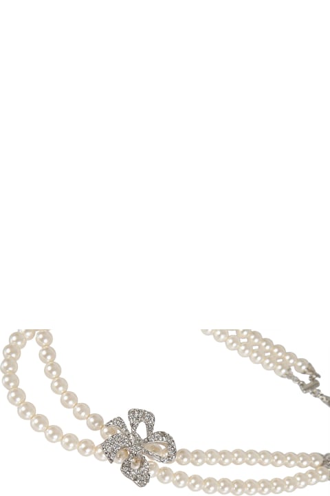 Necklaces for Women Alessandra Rich Bow Detail Pearl Embellished Necklace
