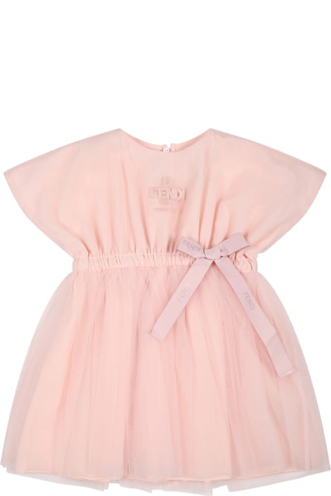 Fendi for Kids Fendi Pink Dress For Baby Girl With Logo