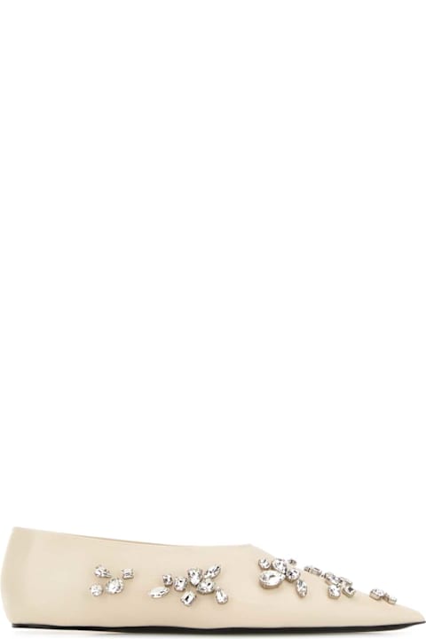 Jil Sander Ivory Leather Ballerinas
