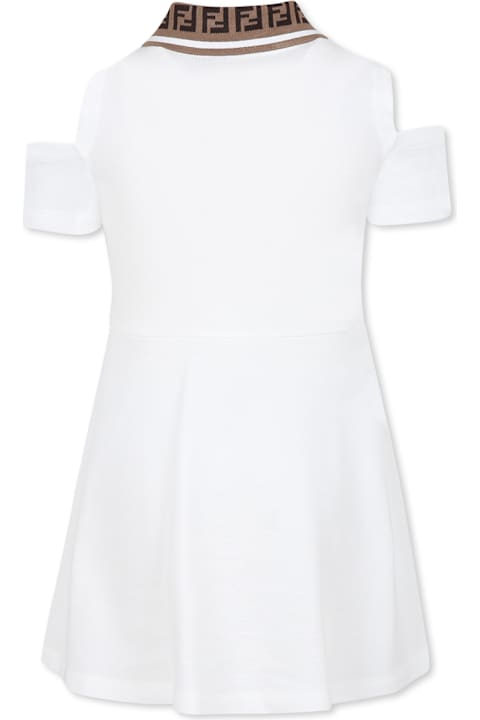 Fendi فساتين لـ بنات Fendi White Dress For Girl With Crest