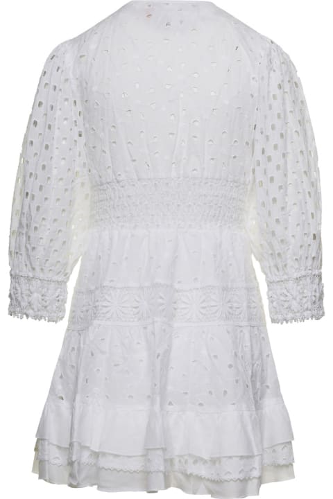 Temptation Positano Clothing for Women Temptation Positano Mini White Dress With V-neckline And Embroideries In Cotton Lace Woman