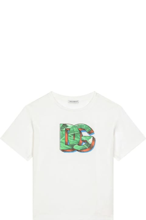 Dolce & Gabbana for Boys Dolce & Gabbana White T-shirt With Dg Logo Print