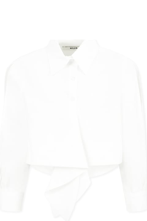 أدوات منزلية MSGM White Shirt For Girl With Logo