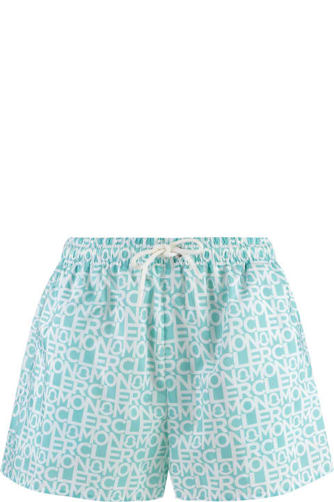 Moncler Clothing for Women Moncler Mint Green Logoed Shorts