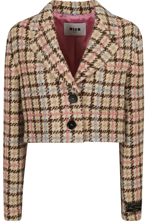 Fashion for Women MSGM Houndstooth Cropped Check Jacket