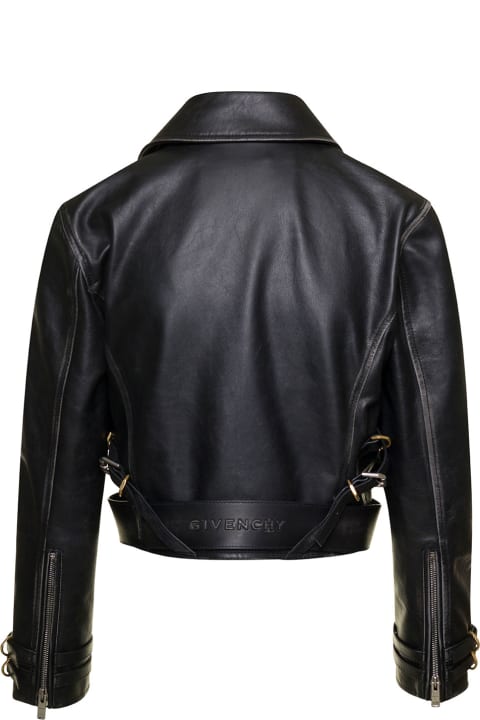 Givenchy Women Givenchy Black Leather Crop Biker
