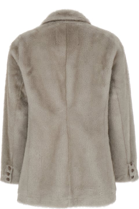 Valentini 1972 Coats & Jackets for Women Valentini 1972 Grey Double-breasted Jacket With Notched Revers In Ecofur Woman