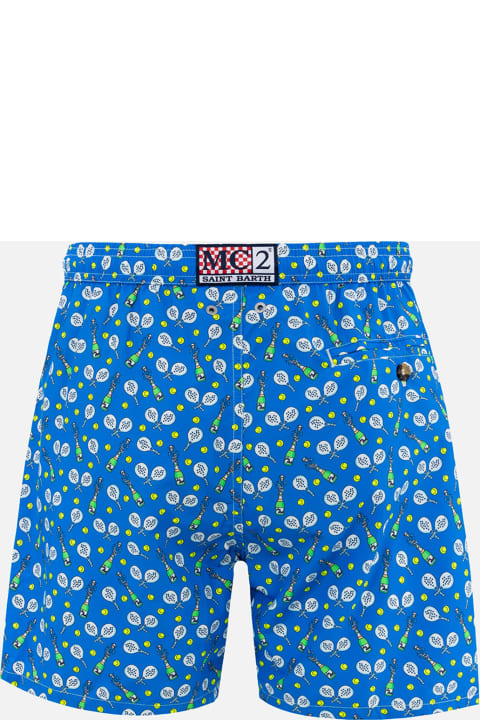 Homeware MC2 Saint Barth Man Lightweight Fabric Swim-shorts Lighting Micro Fantasy With Padel Winner Print