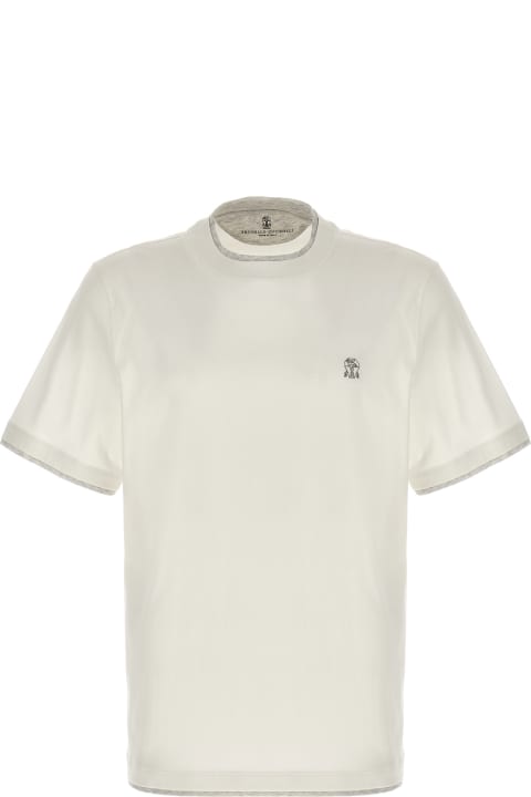 Brunello Cucinelli Clothing for Men Brunello Cucinelli Logo-embroidered Crewneck T-shirt