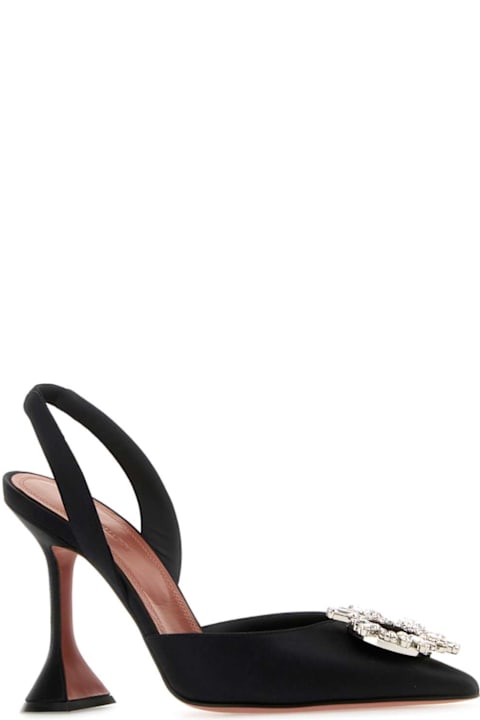 Amina Muaddi Black Satin Begum Pumps