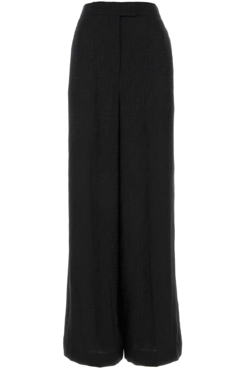 Clothing for Women Fendi Embroidered Satin Wide-leg Pant