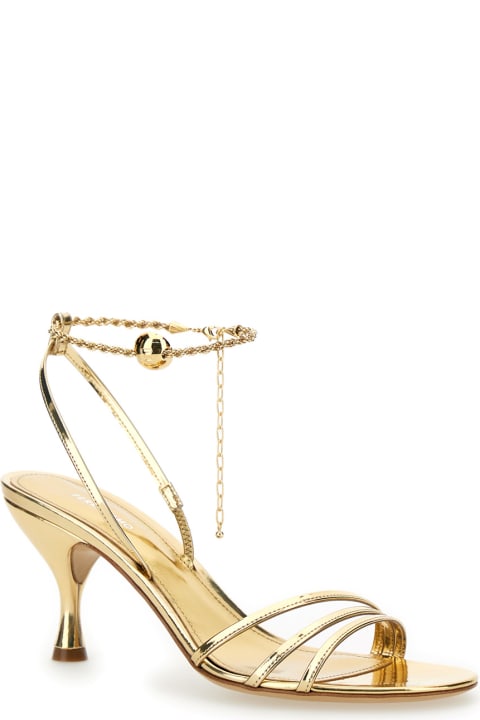 Sandals for Women Ferragamo Gold Tone Sandals With Chain In Patent Leather Woman