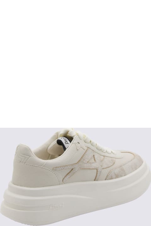 Wedges for Women Ash White And Beige Leather Sneakers