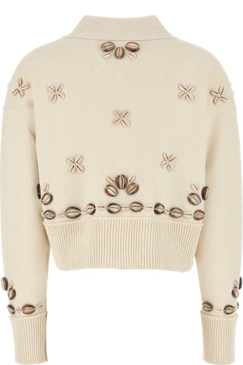 Alanui for Women Alanui Ivory Silk Blend Oversize Ocean Dream Cardigan