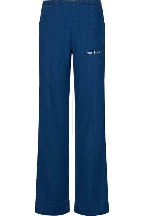 Pants & Shorts for Women Palm Angels Indigo Blue Cotton Chambray Trousers