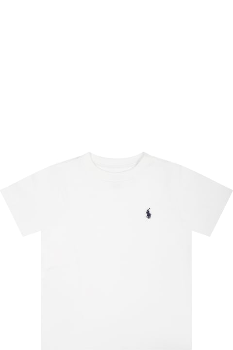أدوات منزلية Ralph Lauren White T-shirt For Boy With Pony Logo