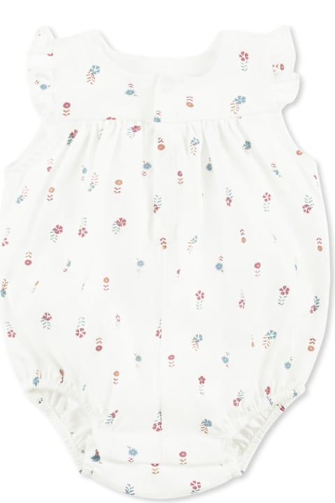 Petit Bateau Bodysuits & Sets for Baby Girls Petit Bateau Ivory Romper For Baby Girl With Floral Print