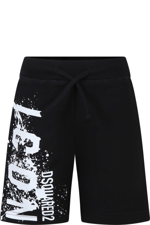 ボーイズ ボトムス Dsquared2 Black Sport Shorts For Boy