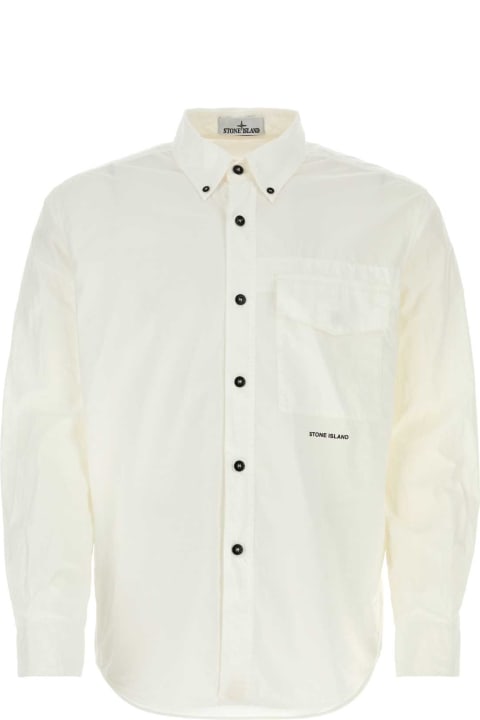 Sweaters for Men Stone Island White Cotton Shirt