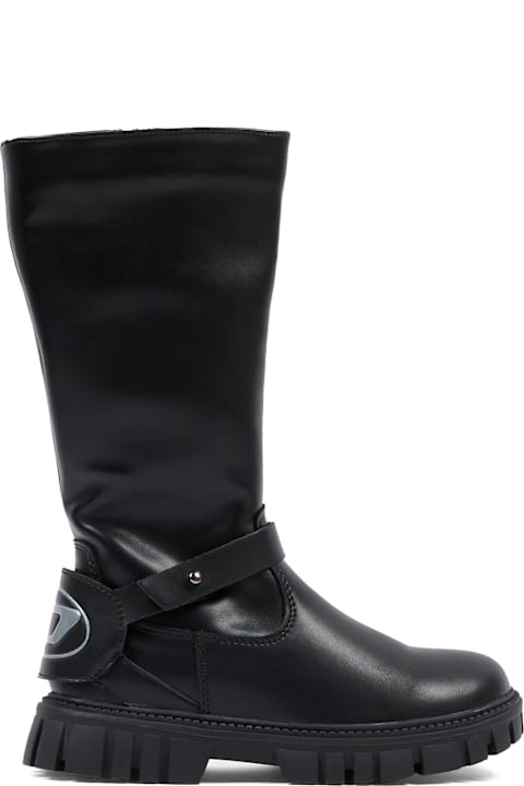 Homeware Diesel Black Boots For Girl With Logo