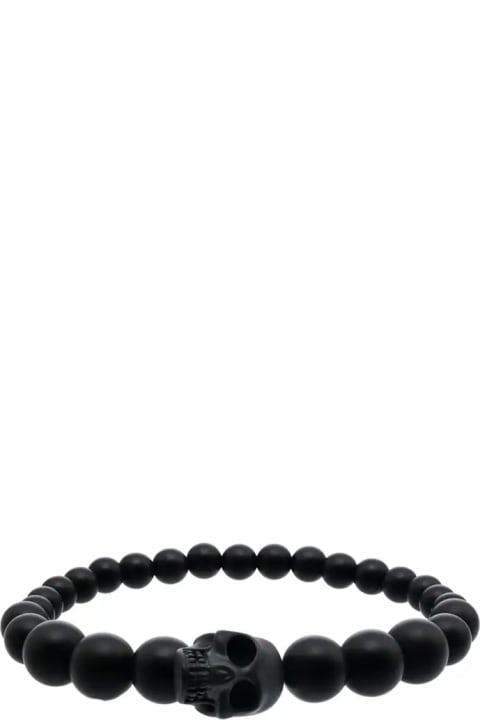 Alexander McQueen Jewelry for Men Alexander McQueen Skull Bracelet With Pearls In Black
