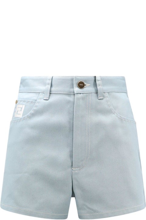 ウィメンズ Fendiのパンツ＆ショーツ Fendi Ff Embroidered Denim Shorts