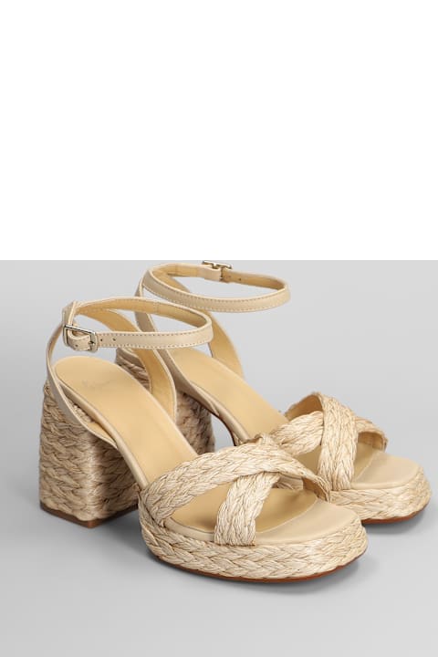 Castañer Sandals for Women Castañer Valeriette-258 Sandals In Beige Leather And Fabric
