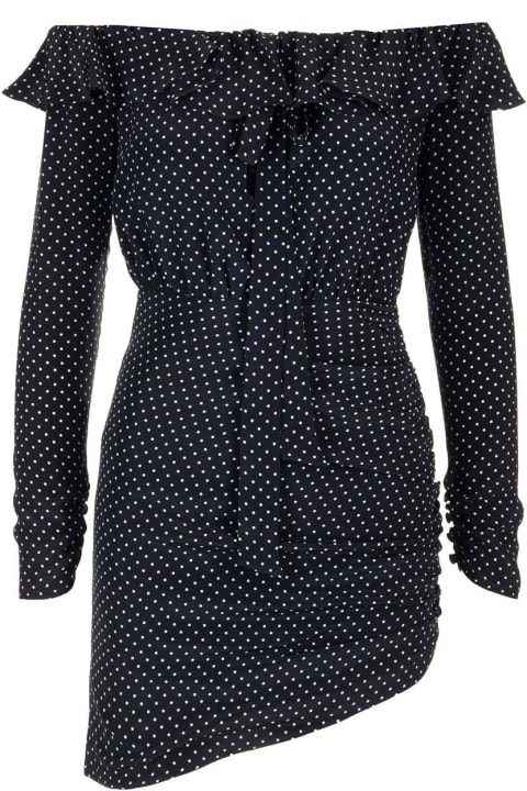 Alessandra Rich for Men Alessandra Rich Ruched Detail Polka Dot Printed Dress