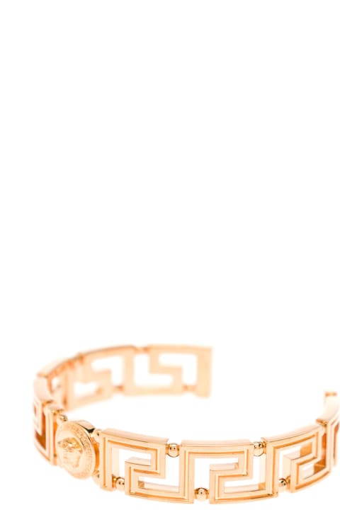 Squared Greca Rigid Gold Colored Metal Bracelet Versace Woman
