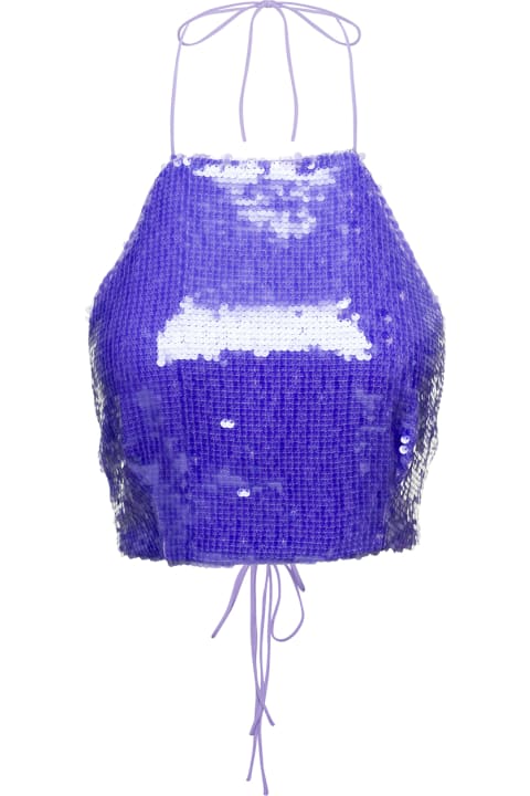 Underwear & Nightwear for Women Sabina Musayev 'lara' Purple Halterneck Crop Top With All-over Paillettes In Polyester Woman