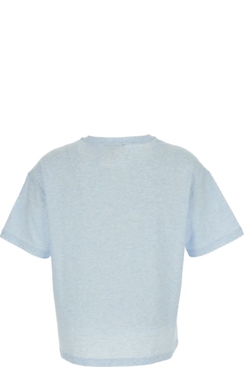 A.P.C. for Women A.P.C. Light-blue Round Neck T-shirt With Printed Logo In Cotton Woman