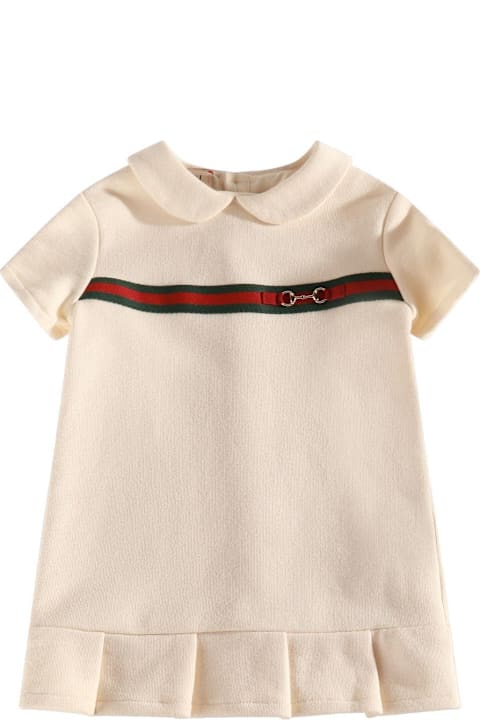 أطقم وبودي سوت لـ رُضع أولاد Gucci Web-trim Straight Hem Short-sleeved Dress