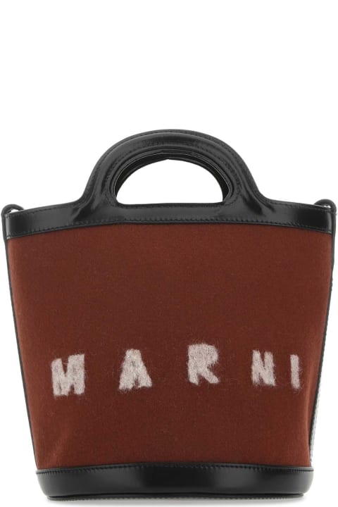ウィメンズ新着アイテム Marni Two-tone Felt And Leather Tropicalia Bucket Bag