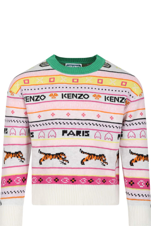 ボーイズ Kenzo Kidsのニットウェア＆スウェットシャツ Kenzo Kids Multicolor Sweater For Girl With Logo