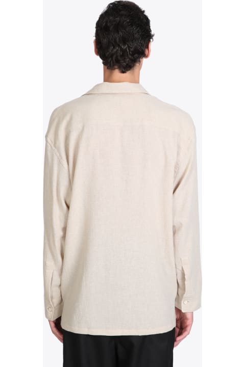 Long Sleeve Shirt Cut To A Relaxed Silhouette Beige wool long sleeves shirt - Arlo