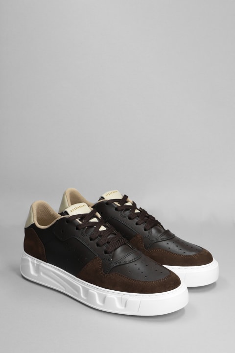 Sneakers In Brown Suede And Leather