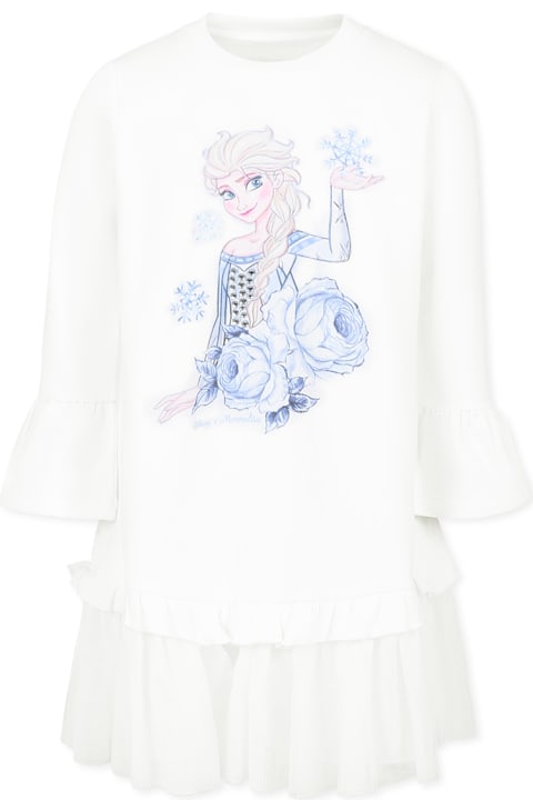 Monnalisa for Kids Monnalisa Ivory Dress For Girl With Frozen Print