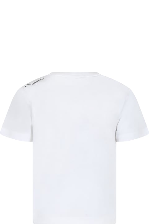 Karl Lagerfeld Kids T-Shirts & Polo Shirts for Girls Karl Lagerfeld Kids White T-shirt For Kids With Karl And Golf Bag Print