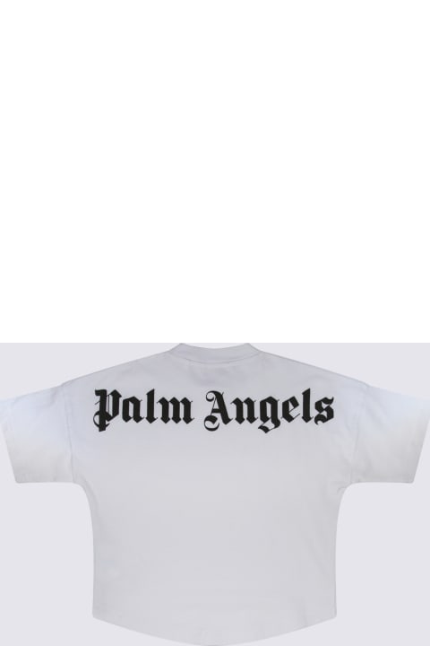 Palm Angels T-Shirts & Polo Shirts for Girls Palm Angels Whtie And Black Cotton Logo Cropped T-shirt