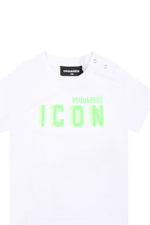 ベビーガールズ Dsquared2のTシャツ＆ポロシャツ Dsquared2 White T-shirt For Baby Boy With Logo