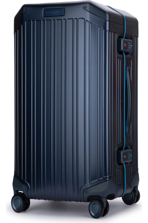 Piquadro لـ Kids Piquadro Trolley Medio 4 Ruote In Alluminio E Pelle