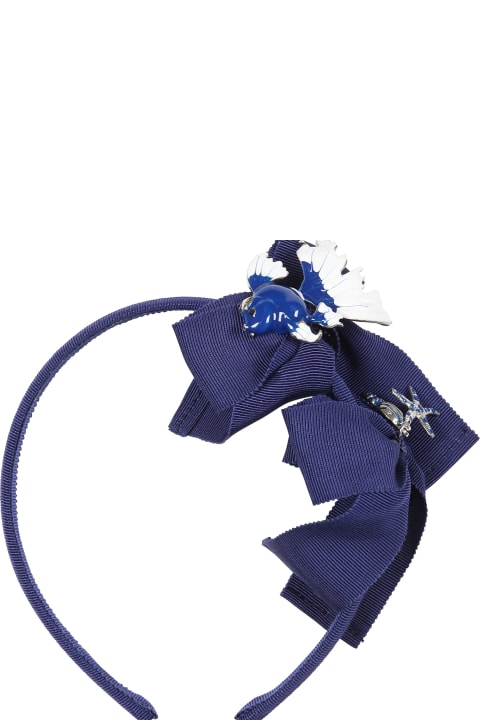 ガールズ Monnalisaのアクセサリー＆ギフト Monnalisa Blue Headband For Girl With Bows