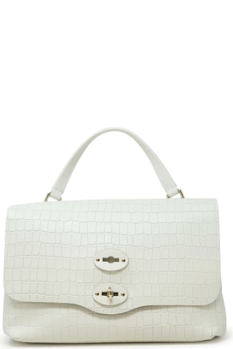 Zanellato for Women Zanellato Zanellato 068090-0740000-z1160 White Lino Postina Cayman S Leather Handbag