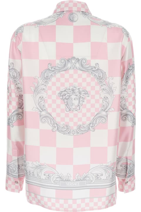 Pink Shirt With Baroque Print In Satin Woman